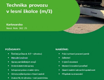 Hledáme provozního technika do lesní školky